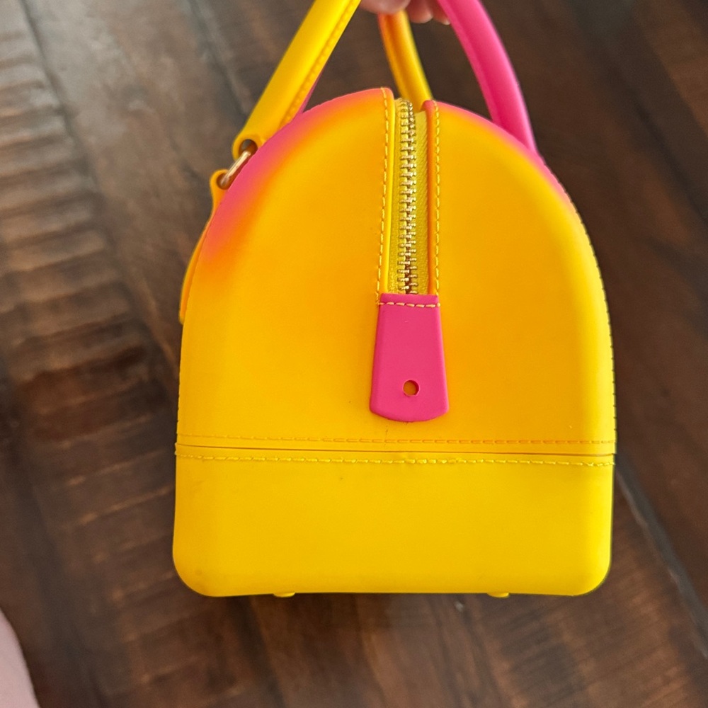 Y2K Neon Jelly Mini Satchel Bag – Pink & Yellow Ombre Top Handle Purse - Picture 7 of 17